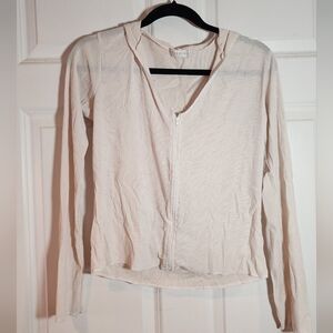 Fitigues Women's Off White Mesh Zip Up Hooded Top